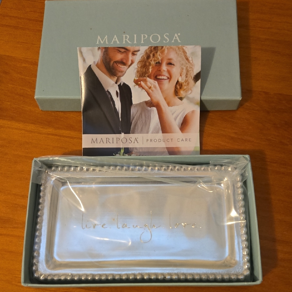 Mariposa Silver Tray with Bead Detailing